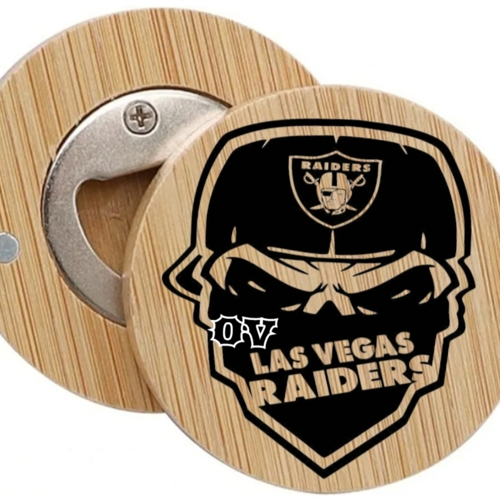 Raiders bottle opener coaster